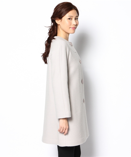 Demi-Luxe BEAMS（デミルクス ビームス）の「Demi-Luxe BEAMS / 変形グログラン ノーカラーコート（その他アウター・レディース・ライトグレー/ブラック・36/38）」の4枚目の写真