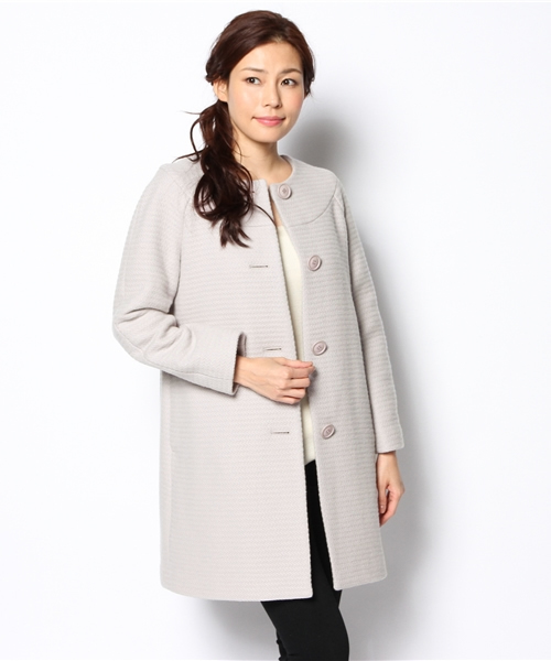 Demi-Luxe BEAMS（デミルクス ビームス）の「Demi-Luxe BEAMS / 変形グログラン ノーカラーコート（その他アウター・レディース・ライトグレー/ブラック・36/38）」の6枚目の写真