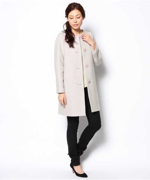 Demi-Luxe BEAMS（デミルクス ビームス）の「Demi-Luxe BEAMS / 変形グログラン ノーカラーコート（その他アウター・レディース・ライトグレー/ブラック・36/38）」の7枚目の写真