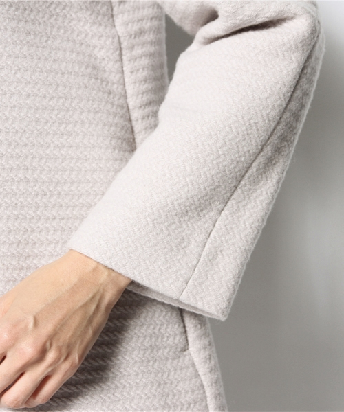 Demi-Luxe BEAMS（デミルクス ビームス）の「Demi-Luxe BEAMS / 変形グログラン ノーカラーコート（その他アウター・レディース・ライトグレー/ブラック・36/38）」の9枚目の写真