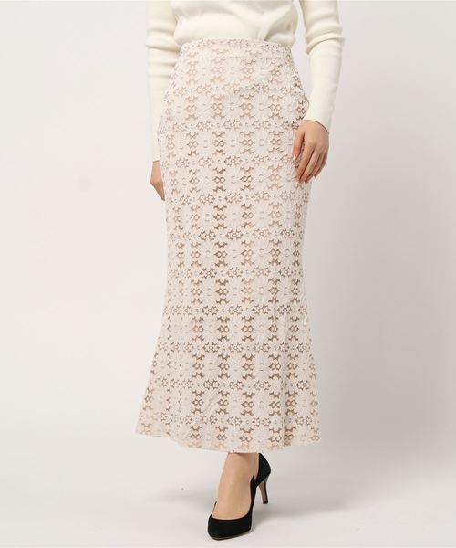 flower(フラワー)の「フルールレーススカート(スカート・レディース・アイボリー/グリーン・FREE)」の5枚目の写真