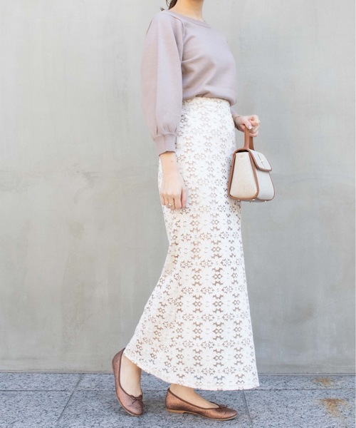 flower(フラワー)の「フルールレーススカート(スカート・レディース・アイボリー/グリーン・FREE)」の7枚目の写真