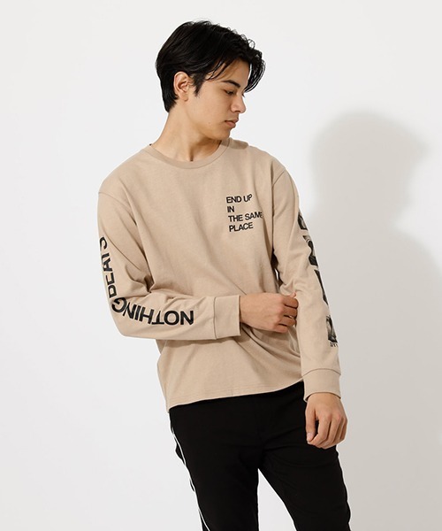 AZUL by moussy（アズールバイマウジー）の「PHOTOGRAPHIC LONG TEE/フォトグラフィックロングTシャツ　251DSM90-288C（Tシャツ/カットソー・メンズ・ホワイト/ブラック/ライトベージュ・SMALL/MEDIUM/LARGE）」の11枚目の写真