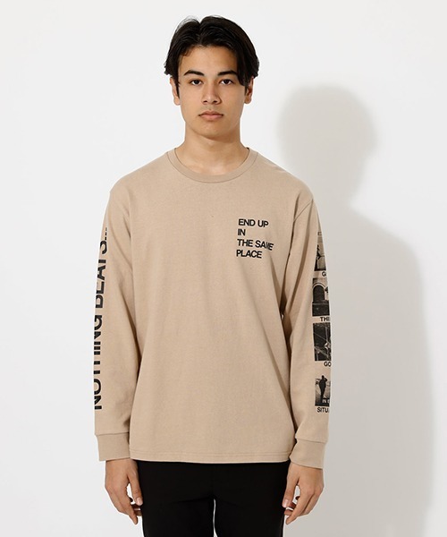 AZUL by moussy（アズールバイマウジー）の「PHOTOGRAPHIC LONG TEE/フォトグラフィックロングTシャツ　251DSM90-288C（Tシャツ/カットソー・メンズ・ホワイト/ブラック/ライトベージュ・SMALL/MEDIUM/LARGE）」の9枚目の写真