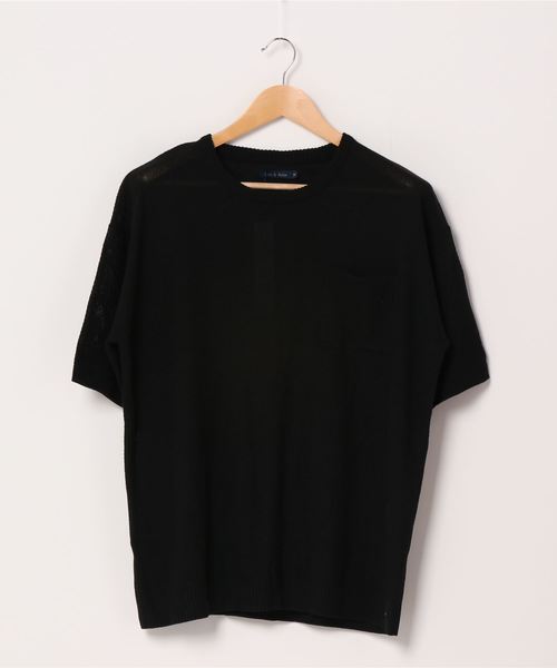 Lulu ＆ Arnie（るるあんどあーにー）の「オーバーサイズ ビッグシルエット 鹿の子 サマーニット / 半袖ニット（ニット/セーター・メンズ・ブラック/ブラウン/オフホワイト/ブルー/グレイッシュベージュ・MEDIUM/LARGE）」の12枚目の写真