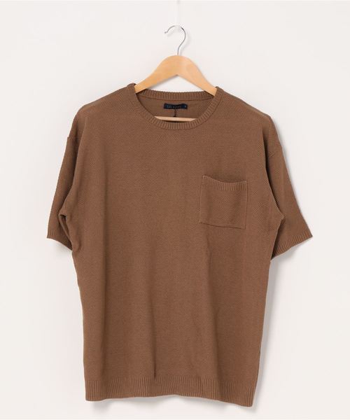 Lulu ＆ Arnie（るるあんどあーにー）の「オーバーサイズ ビッグシルエット 鹿の子 サマーニット / 半袖ニット（ニット/セーター・メンズ・ブラック/ブラウン/オフホワイト/ブルー/グレイッシュベージュ・MEDIUM/LARGE）」の11枚目の写真