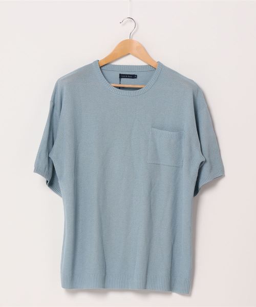 Lulu ＆ Arnie（るるあんどあーにー）の「オーバーサイズ ビッグシルエット 鹿の子 サマーニット / 半袖ニット（ニット/セーター・メンズ・ブラック/ブラウン/オフホワイト/ブルー/グレイッシュベージュ・MEDIUM/LARGE）」の9枚目の写真