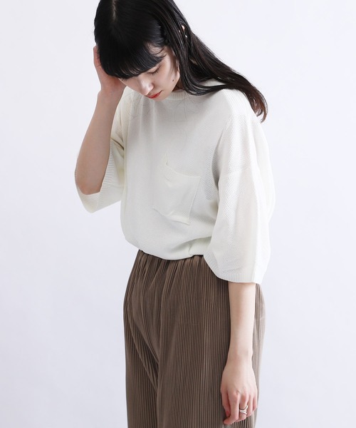 Lulu ＆ Arnie（るるあんどあーにー）の「オーバーサイズ ビッグシルエット 鹿の子 サマーニット / 半袖ニット（ニット/セーター・メンズ・ブラック/ブラウン/オフホワイト/ブルー/グレイッシュベージュ・MEDIUM/LARGE）」の21枚目の写真