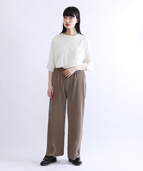 Lulu ＆ Arnie（るるあんどあーにー）の「オーバーサイズ ビッグシルエット 鹿の子 サマーニット / 半袖ニット（ニット/セーター・メンズ・ブラック/ブラウン/オフホワイト/ブルー/グレイッシュベージュ・MEDIUM/LARGE）」の18枚目の写真