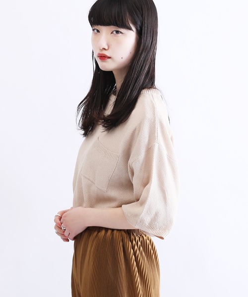 Lulu ＆ Arnie（るるあんどあーにー）の「オーバーサイズ ビッグシルエット 鹿の子 サマーニット / 半袖ニット（ニット/セーター・メンズ・ブラック/ブラウン/オフホワイト/ブルー/グレイッシュベージュ・MEDIUM/LARGE）」の17枚目の写真