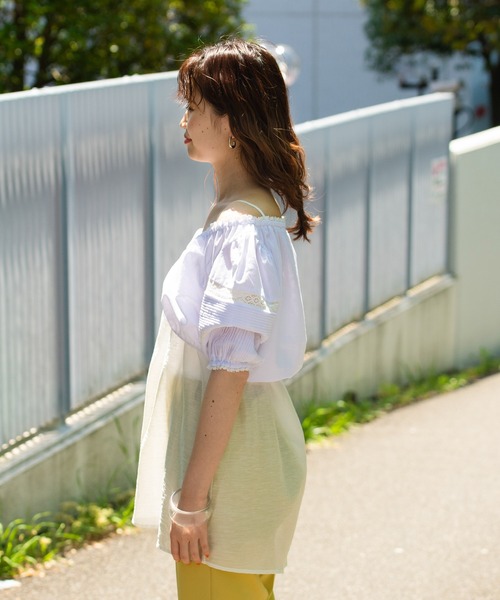 mystic(ミスティック)の「キャミSETショートブラウス(シャツ/ブラウス・レディース・オフホワイト/ブラック・FREE)」の15枚目の写真