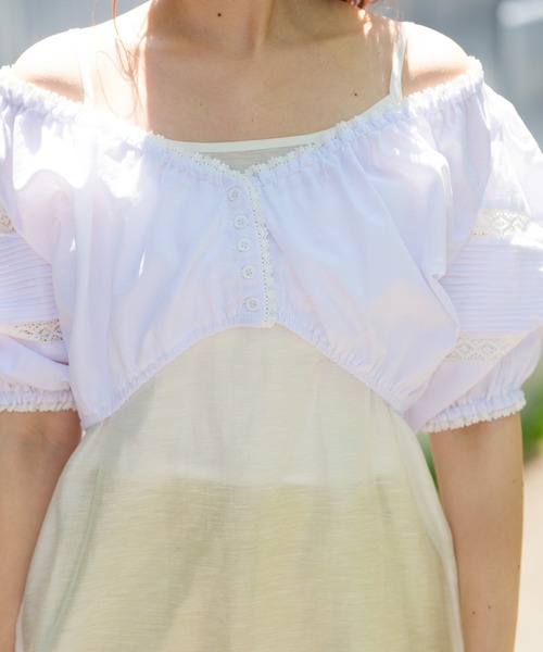 mystic(ミスティック)の「キャミSETショートブラウス(シャツ/ブラウス・レディース・オフホワイト/ブラック・FREE)」の14枚目の写真