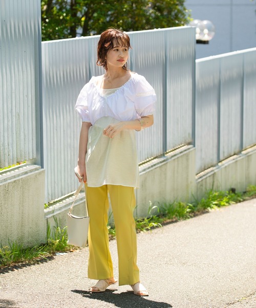 mystic(ミスティック)の「キャミSETショートブラウス(シャツ/ブラウス・レディース・オフホワイト/ブラック・FREE)」の10枚目の写真