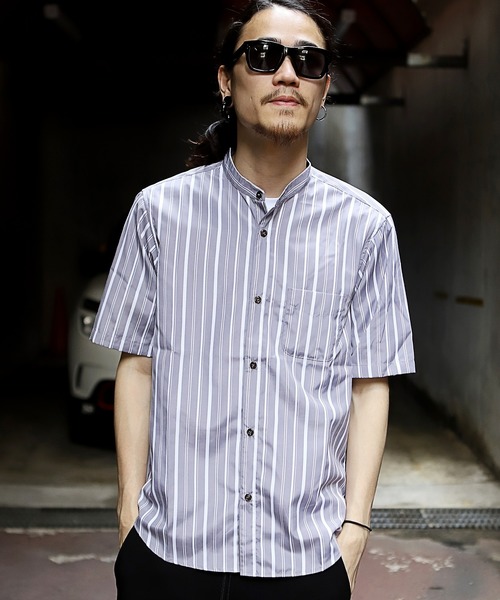 RATTLE TRAP(ラトルトラップ)の「ストライプバンドカラー半袖シャツ(Tシャツ/カットソー・メンズ・ライトグレー/ベージュ/ブルー・S/M/L)」の16枚目の写真