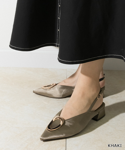 RANDA（ランダ）の「ゴールドパーツポインテッドトゥミュールパンプス（パンプス・レディース・ブラック/ブラウン/カーキ・LL/S/M/L）」の3枚目の写真