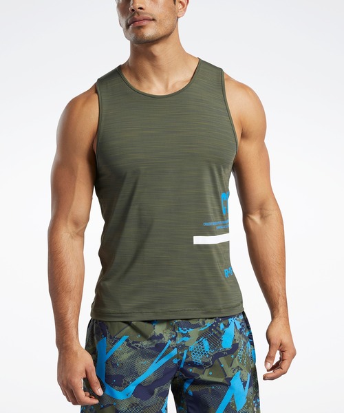 Reebok（リーボック）の「アクティブチル タンクトップ / RC ACTIVCHILL Tank（タンクトップ・メンズ・ブラック/グリーン/ホワイト・SMALL/MEDIUM/LARGE/X-LARGE/XX-LARGE/X-SMALL/XXX-LARGE）」の3枚目の写真