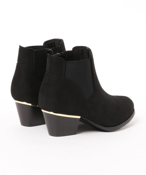 Realta（レアルタ）の「Realta(レアルタ)  ゴールドラインヒールサイドゴア ショートブーツ（ブーツ・レディース・ブラック/ブラック系その他・L/LL/M/S）」の4枚目の写真