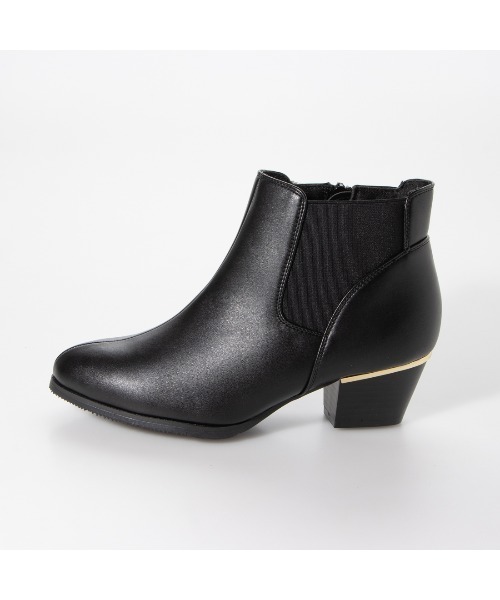 Realta（レアルタ）の「Realta(レアルタ)  ゴールドラインヒールサイドゴア ショートブーツ（ブーツ・レディース・ブラック/ブラック系その他・L/LL/M/S）」の9枚目の写真