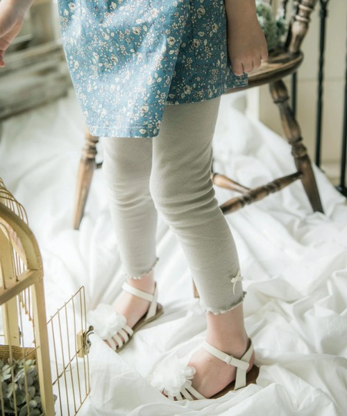 Catherine Cottage（キャサリンコテージ）の「メロウフリルリブレギンス（レギンス/スパッツ・キッズ・ライトグレー/グリーン/アイボリー/サンドグレー/グレイッシュブルー/ブラック/グレー/ライラック/スモークピンク/ネイビー/チャコールグレー・90/100/110/120/130/140/150）」の18枚目の写真