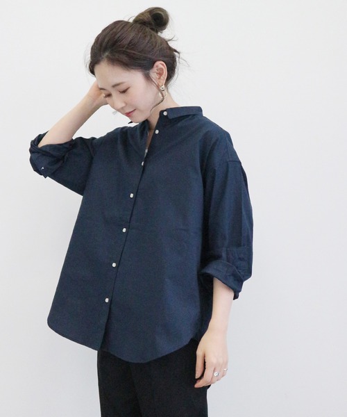 AMERICAN HOLIC（アメリカンホリック）の「綿ビエラベーシックシャツ ＊（シャツ/ブラウス・レディース・ライトグレー/オフホワイト/ピンク/イエロー/ネイビー/チェック/ホワイト系その他6/ブルー系その他6・MEDIUM/LARGE）」の5枚目の写真