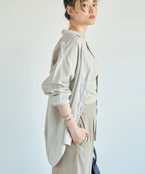 AMERICAN HOLIC（アメリカンホリック）の「綿ビエラベーシックシャツ ＊（シャツ/ブラウス・レディース・ライトグレー/オフホワイト/ピンク/イエロー/ネイビー/チェック/ホワイト系その他6/ブルー系その他6・MEDIUM/LARGE）」の8枚目の写真