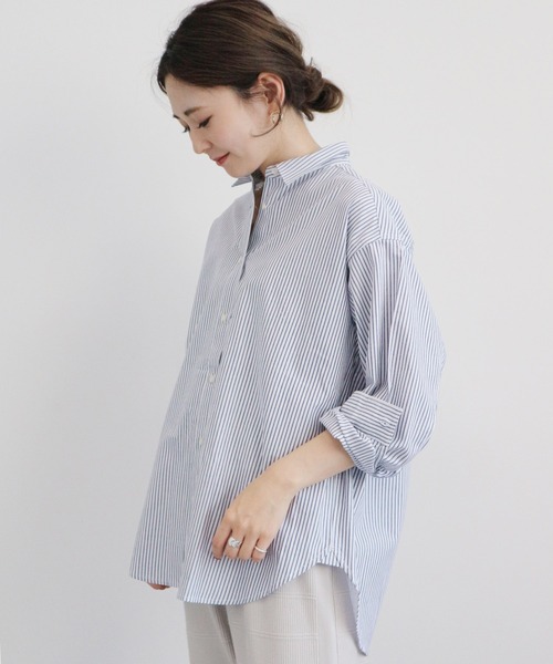 AMERICAN HOLIC（アメリカンホリック）の「綿ビエラベーシックシャツ ＊（シャツ/ブラウス・レディース・ライトグレー/オフホワイト/ピンク/イエロー/ネイビー/チェック/ホワイト系その他6/ブルー系その他6・MEDIUM/LARGE）」の3枚目の写真