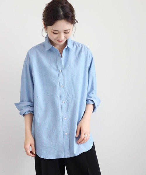 AMERICAN HOLIC（アメリカンホリック）の「綿ビエラベーシックシャツ ＊（シャツ/ブラウス・レディース・ライトグレー/オフホワイト/ピンク/イエロー/ネイビー/チェック/ホワイト系その他6/ブルー系その他6・MEDIUM/LARGE）」の6枚目の写真