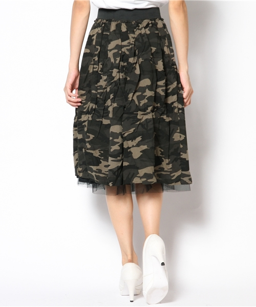 DISCOAT（ディスコート）の「【Discoat】リバーシブルカモフラ×チュールフレアスカート（スカート・レディース・グリーン/ダークグレー・ﾌﾘ-）」の7枚目の写真