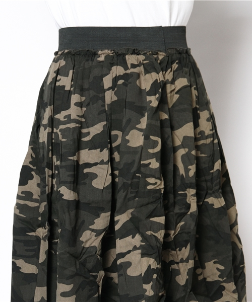 DISCOAT（ディスコート）の「【Discoat】リバーシブルカモフラ×チュールフレアスカート（スカート・レディース・グリーン/ダークグレー・ﾌﾘ-）」の8枚目の写真