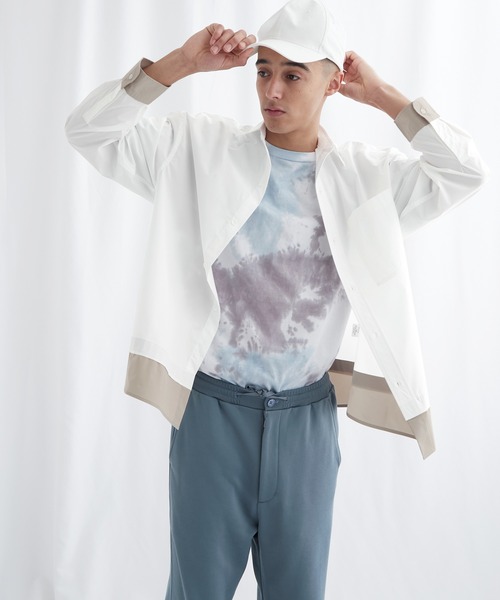EMMA CLOTHES(エマクローズ)の「オーバーサイズ配色カラーリングレイヤードシャツ【EMMA CLOTHES/エマクローズ】(シャツ/ブラウス・メンズ・ホワイト/チャコール/モスグリーン・FREE)」の4枚目の写真