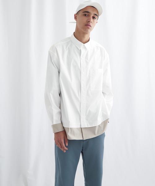 EMMA CLOTHES(エマクローズ)の「オーバーサイズ配色カラーリングレイヤードシャツ【EMMA CLOTHES/エマクローズ】(シャツ/ブラウス・メンズ・ホワイト/チャコール/モスグリーン・FREE)」の5枚目の写真