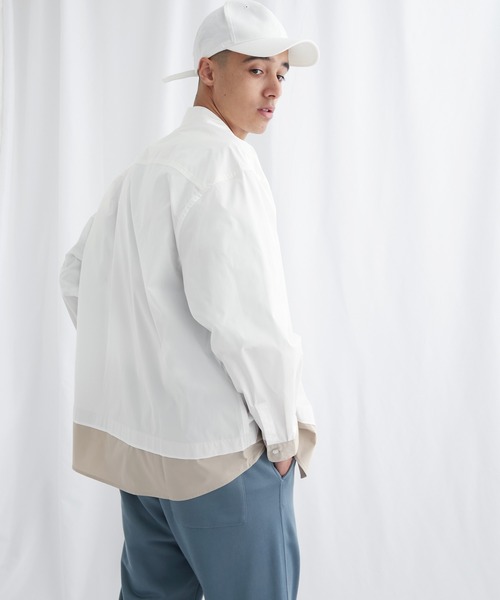 EMMA CLOTHES(エマクローズ)の「オーバーサイズ配色カラーリングレイヤードシャツ【EMMA CLOTHES/エマクローズ】(シャツ/ブラウス・メンズ・ホワイト/チャコール/モスグリーン・FREE)」の8枚目の写真