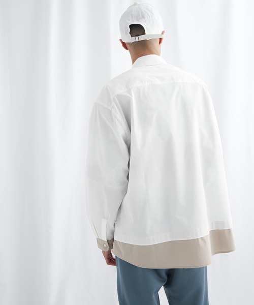 EMMA CLOTHES(エマクローズ)の「オーバーサイズ配色カラーリングレイヤードシャツ【EMMA CLOTHES/エマクローズ】(シャツ/ブラウス・メンズ・ホワイト/チャコール/モスグリーン・FREE)」の9枚目の写真