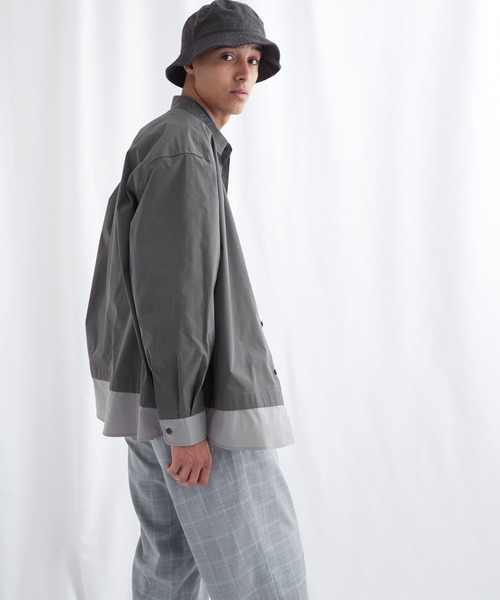 EMMA CLOTHES(エマクローズ)の「オーバーサイズ配色カラーリングレイヤードシャツ【EMMA CLOTHES/エマクローズ】(シャツ/ブラウス・メンズ・ホワイト/チャコール/モスグリーン・FREE)」の11枚目の写真