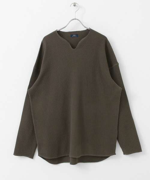 ITEMS URBANRESEARCH（アイテムズ アーバンリサーチ）の「ワッフルキーネックカットソー（Tシャツ/カットソー・メンズ・オフホワイト/チャコールグレー・LARGE/MEDIUM）」の12枚目の写真