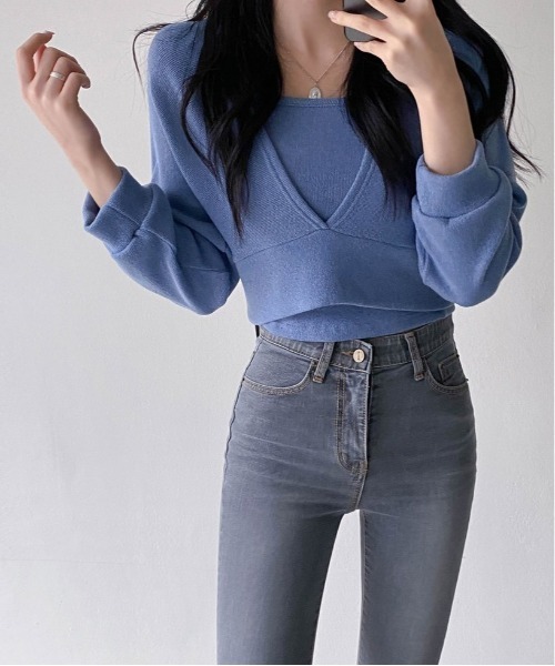 SONA（ソナ）の「SONYUNARA バンディングスキニージーンズ（デニムパンツ・レディース・グレー・SMALL/MEDIUM/LARGE）」の4枚目の写真