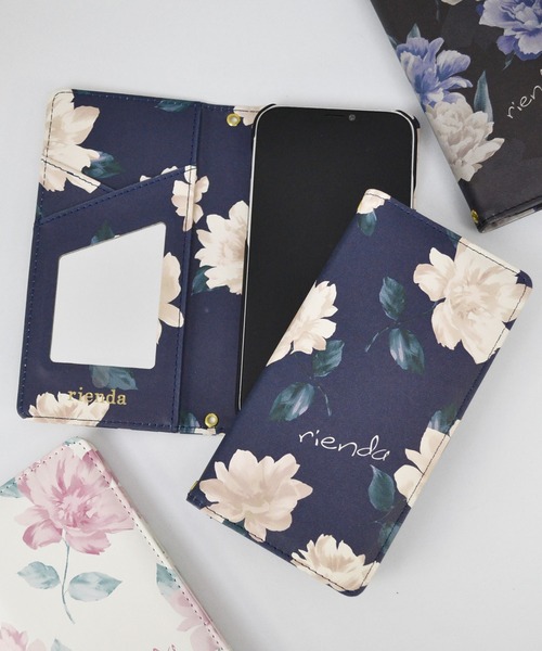 rienda（リエンダ）の「iPhone12 iPhone12Pro iPhone12mini iPhoneSE(第2世代/第3世代) iPhoneXR rienda  [プリント手帳ケース]（スマホケース/カバー・レディース・ホワイト/ブラック/ネイビー・A/C/B/E）」の3枚目の写真