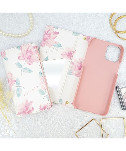 rienda（リエンダ）の「iPhone12 iPhone12Pro iPhone12mini iPhoneSE(第2世代/第3世代) iPhoneXR rienda  [プリント手帳ケース]（スマホケース/カバー・レディース・ホワイト/ブラック/ネイビー・A/C/B/E）」の4枚目の写真