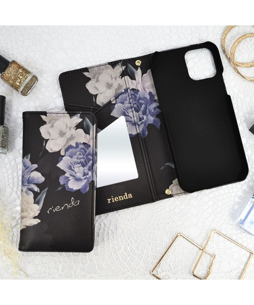 rienda（リエンダ）の「iPhone12 iPhone12Pro iPhone12mini iPhoneSE(第2世代/第3世代) iPhoneXR rienda  [プリント手帳ケース]（スマホケース/カバー・レディース・ホワイト/ブラック/ネイビー・A/C/B/E）」の6枚目の写真