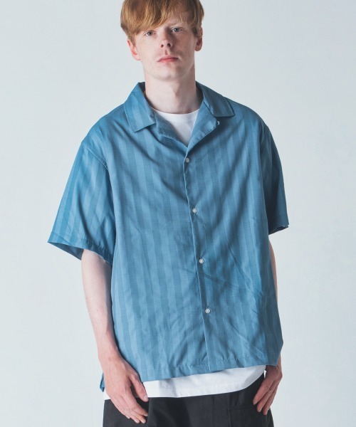 rehacer（レアセル）の「rehacer : Pale Stripe Wide Shirt / ペールワイドストライプシャツ（シャツ/ブラウス・メンズ・サックスブルー/ベージュ・LARGE/MEDIUM）」の5枚目の写真