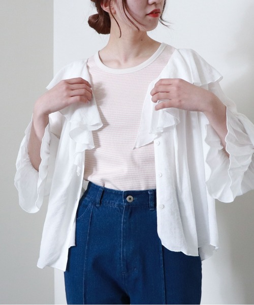 archives（アルシーヴ）の「【入荷禁止】フリルラッフルブラウス（シャツ/ブラウス・レディース・ブラック/レッド系その他/オフホワイト/シルバーグレー・MEDIUM）」の7枚目の写真