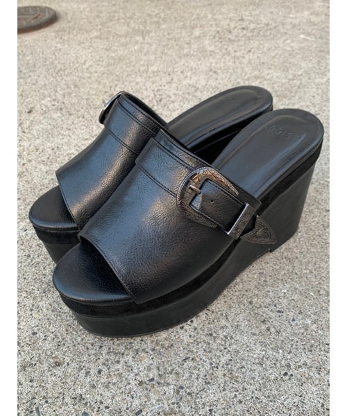 EGOIST（エゴイスト）の「ベルト付ウェッジサンダル（サンダル・レディース・ブラック/キャメル・S/M）」の6枚目の写真