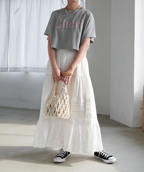 DISCOAT（ディスコート）の「発泡プリントショートTシャツ（Tシャツ/カットソー・レディース・オフホワイト/グレー/チャコールグレー・FREE）」の19枚目の写真