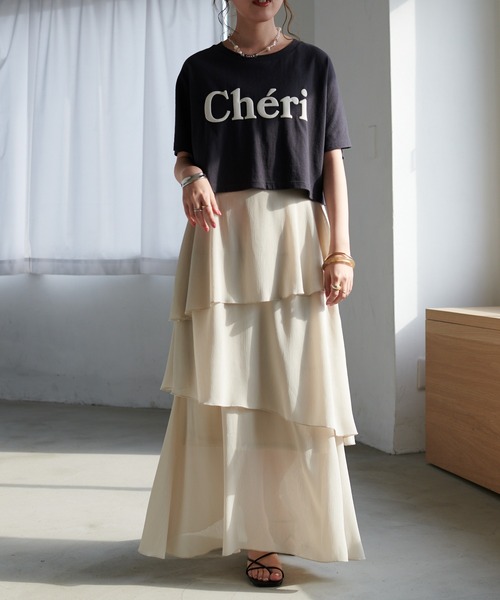 DISCOAT（ディスコート）の「発泡プリントショートTシャツ（Tシャツ/カットソー・レディース・オフホワイト/グレー/チャコールグレー・FREE）」の14枚目の写真