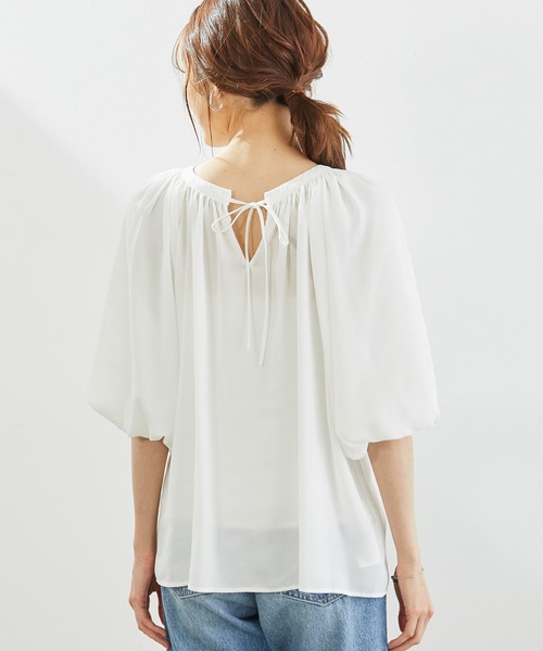 ROPE' PICNIC（ロペピクニック）の「【2WAY】パフスリーブブラウス（シャツ/ブラウス・レディース・ブラック/ホワイト/ダークラベンダー・38）」の5枚目の写真