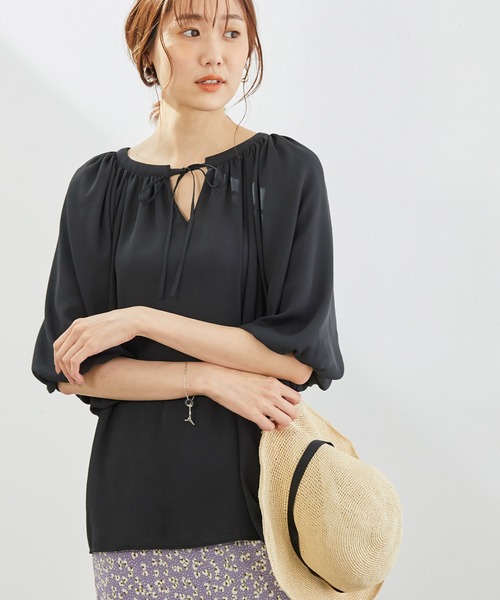 ROPE' PICNIC（ロペピクニック）の「【2WAY】パフスリーブブラウス（シャツ/ブラウス・レディース・ブラック/ホワイト/ダークラベンダー・38）」の15枚目の写真