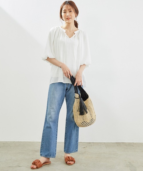 ROPE' PICNIC（ロペピクニック）の「【2WAY】パフスリーブブラウス（シャツ/ブラウス・レディース・ブラック/ホワイト/ダークラベンダー・38）」の19枚目の写真