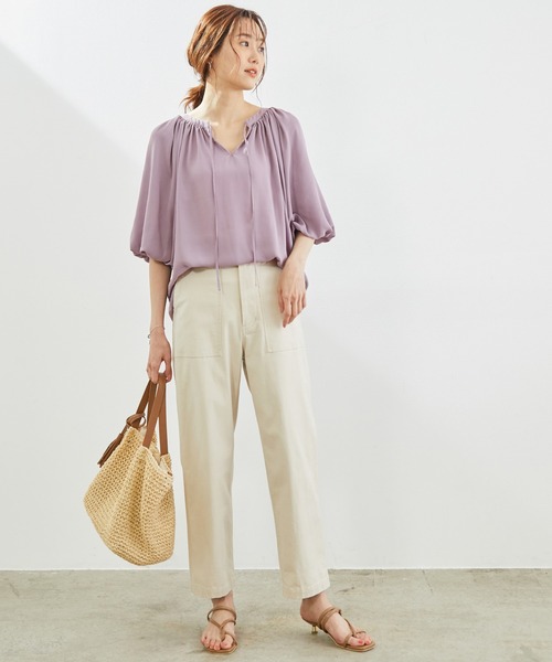 ROPE' PICNIC（ロペピクニック）の「【2WAY】パフスリーブブラウス（シャツ/ブラウス・レディース・ブラック/ホワイト/ダークラベンダー・38）」の20枚目の写真