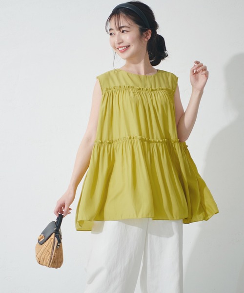 coca（coca）（コカ）の「サテンティアードトップス（シャツ/ブラウス・レディース・ブラック/パープル/ブラウン/マスタード・ONE SIZE）」の4枚目の写真