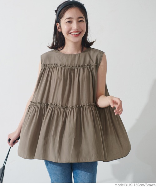 coca（coca）（コカ）の「サテンティアードトップス（シャツ/ブラウス・レディース・ブラック/パープル/ブラウン/マスタード・ONE SIZE）」の12枚目の写真